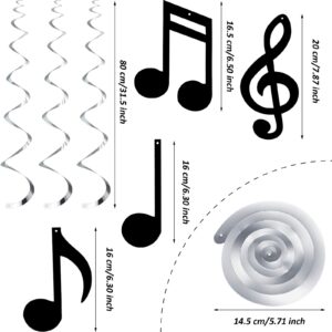 Zonon 25 Pieces Musical Note Hanging Swirl Music Foil Whirl Theme Party Decoration Cutout Spiral for Wedding Baby Shower Birthday Party Supplies (Black)