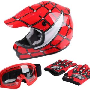 TCT-MT DOT Youth Kids ATV Motocross Offroad Street Helmet Full Face Motorcycle Off-Road ATV Helmet Dirt Bike Motocross Helmet+Gloves+Goggles