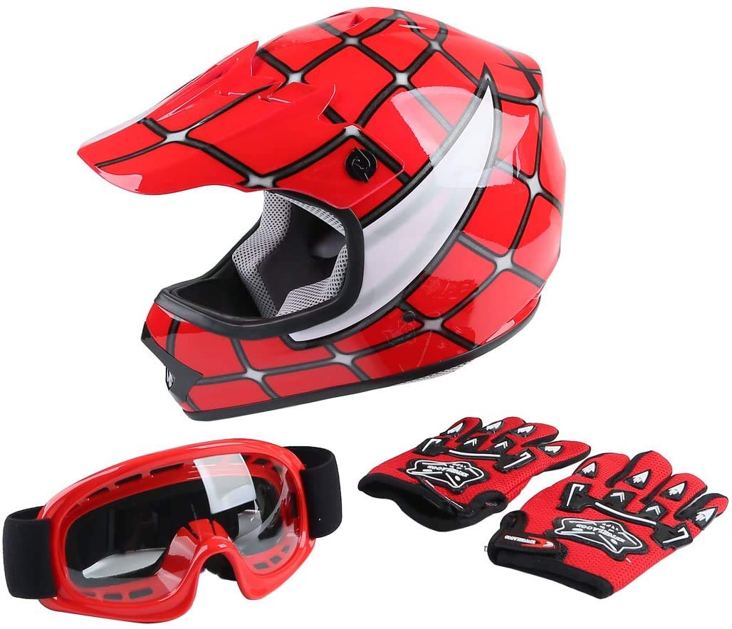 TCT-MT DOT Youth Kids ATV Motocross Offroad Street Helmet Full Face Motorcycle Off-Road ATV Helmet Dirt Bike Motocross Helmet+Gloves+Goggles