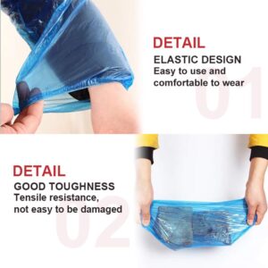 Greenour Pack of 100 Disposable Arm Sleeves Waterproof Durable PE Sleeve Covers with Elastic Blue 16"