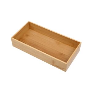 pratique bamboo drawer organizer - kitchen utensil organizer silverware tray cutlery holder，office desk supplies and accessories (12x5.9x2.6 inch)