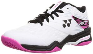 yonex badminton shoes, power cushion 840 mid white/pink (062), us men's size 8.5 (26.5 cm)