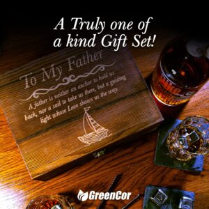 Birthday Gifts for Dad from Daughter - Son - Engraved ' To My Father ' Whisky Glass Gift Set - Dad Birthday | Fathers day