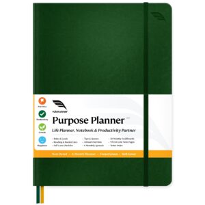 purpose planner notebook b5 undated 2024-2025 daily weekly and monthly productivity journal goal setting tool for work, moms, adhd planner for adults life organizer (7.5”x9.8” green softcover)