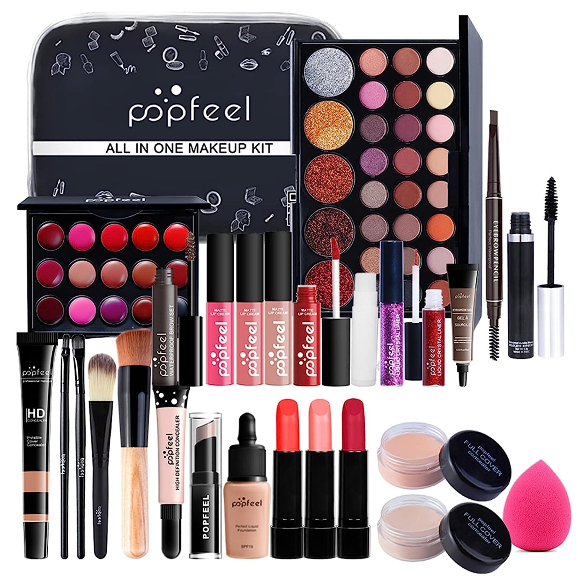 MAEPEOR All In One Makeup Kit 27PCS Makeup Kit for Women Full Kit Multi-Purpose Makeup Set for Beginners or Pros (27Pieces, KIT004)