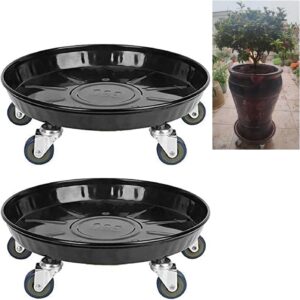 plant caddy with wheels 16 inches metal heavy duty 2 pcs - rolling plant stand with wheels planter caddies round flower pot mover plant dolly holder planter trolley casters