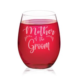 veracco mother of the groom birthday gifts for her grandma stepmom from daughter son wine lover party favor laser engraved double wall insulated tumbler with splash proof lid (clear, glass)