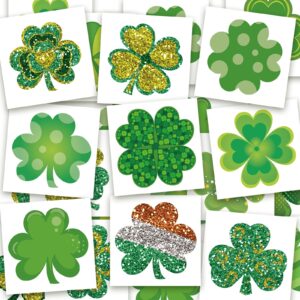 100 pcs shamrock tattoo stickers st. patrick's day accessories temporary tattoos clover tattoos irish tattoos for st patricks day decorations party favors