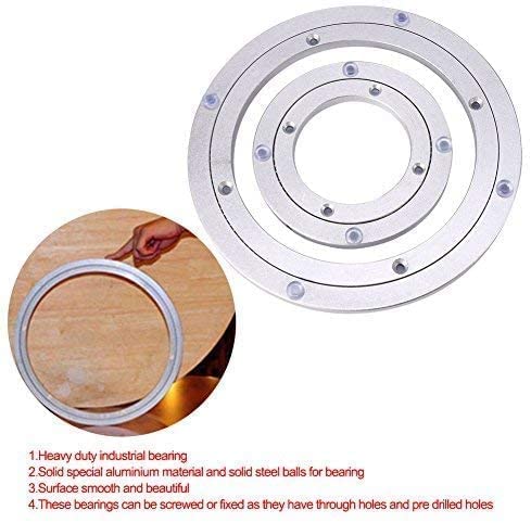 Dining Table Turntable, Heavy Duty Aluminium Alloy Rotating Bearing Swivel Plate Tabletop Round Smooth Turntable for Kaleidoscopes Tabletop Serving Trade Show Displays(6 Inch)