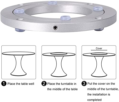 Dining Table Turntable, Heavy Duty Aluminium Alloy Rotating Bearing Swivel Plate Tabletop Round Smooth Turntable for Kaleidoscopes Tabletop Serving Trade Show Displays(6 Inch)