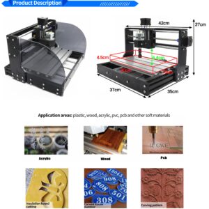 RATTMMOTOR CNC 3018 PRO MAX CNC Router Machine Kit DIY Mini CNC Wood Router Machine 3 Axis GRBL Control Engraver Milling Cutting Machine Working Area 300x180x45mm for Plastic/Wood/Acrylic/PVC/PCB