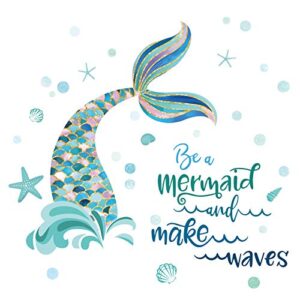 decalmile mermaid tail wall decals quotes be a mermaid and make waves wall stickers baby nursery girls bedroom bathroom wall decor