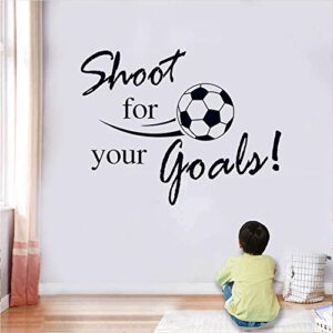 sitake soccer stickers, “shoot for your goals” wall art soccer ball stickers decals for kids room, football vinyl sticker for boys bedroom playroom living room window door decoration, 23.6 x 31.5 in