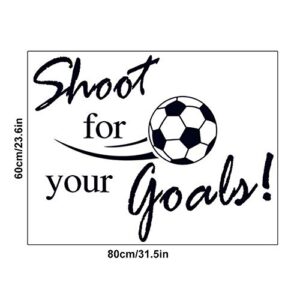 SITAKE Soccer Stickers, “Shoot for Your Goals” Wall Art Soccer Ball Stickers Decals for Kids Room, Football Vinyl Sticker for Boys Bedroom Playroom Living Room Window Door Decoration, 23.6 x 31.5 in