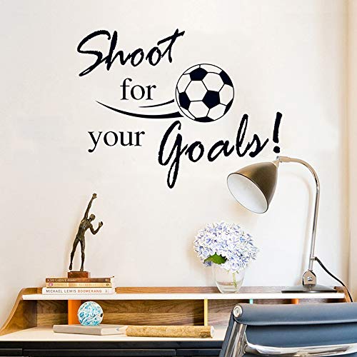 SITAKE Soccer Stickers, “Shoot for Your Goals” Wall Art Soccer Ball Stickers Decals for Kids Room, Football Vinyl Sticker for Boys Bedroom Playroom Living Room Window Door Decoration, 23.6 x 31.5 in