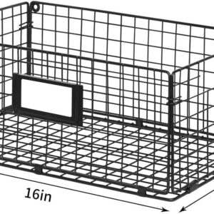 X-cosrack Foldable Cabinet Wall Mount Metal Wire Basket Organizer Pantry Basket with Handles - 3 Pack -16" x 9 1/2" X 6", Food Storage Mesh Bin for Kitchen Bathroom Laundry Closet Garage Patent Design