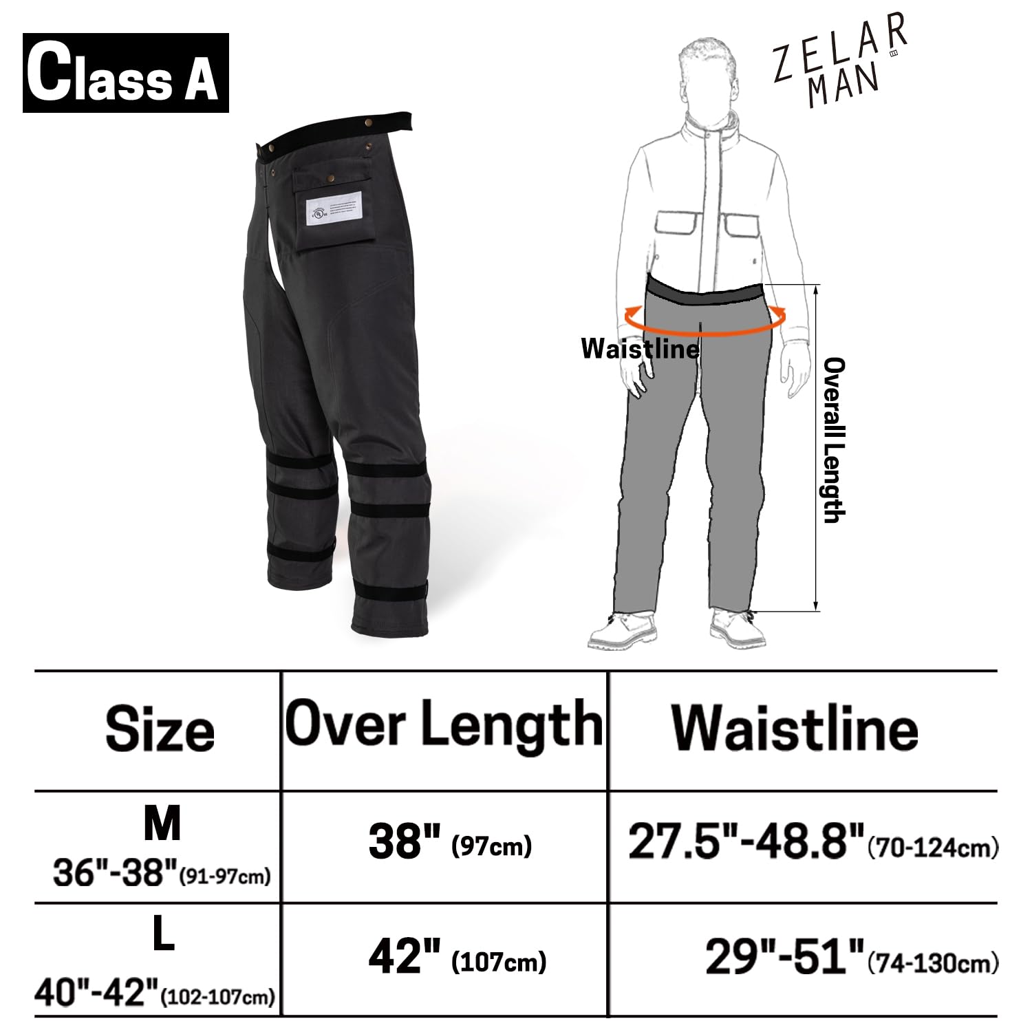 ZELARMAN Chainsaw Chaps 8-layer Protective Apron Wrap Adjustable Chainsaw Pants/Chap for Loggers Forest Workers Class A