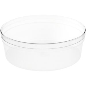 pioneer plastics 183c clear round plastic container with frosted bottom, 6.875" w x 2.625" h