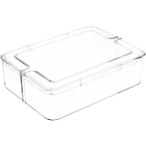 pioneer plastics 030c clear small rectangular plastic container, 5.4375" w x 4" d x 1.5" h, pack of 4