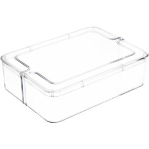 Pioneer Plastics 030C Clear Small Rectangular Plastic Container, 5.4375" W x 4" D x 1.5" H, Pack of 4