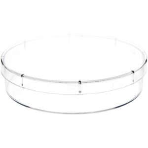 pioneer plastics 053c clear round petri dish plastic container, 4.6875" w x 1" h