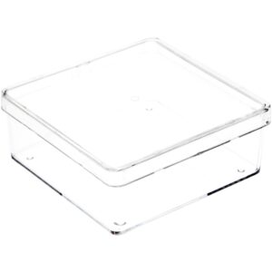 pioneer plastics 006c clear extra small square plastic container, 2.875" w x 2.875" d x 1.0625" h, pack of 12