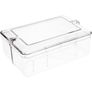 pioneer plastics 049c clear rectangular plastic container, 6.75" w x 4.8125" d x 2.375" h, pack of 2
