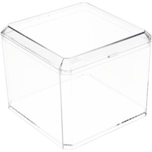 pioneer plastics 028c clear square plastic container, 3.75" w x 3.0625" h, pack of 4