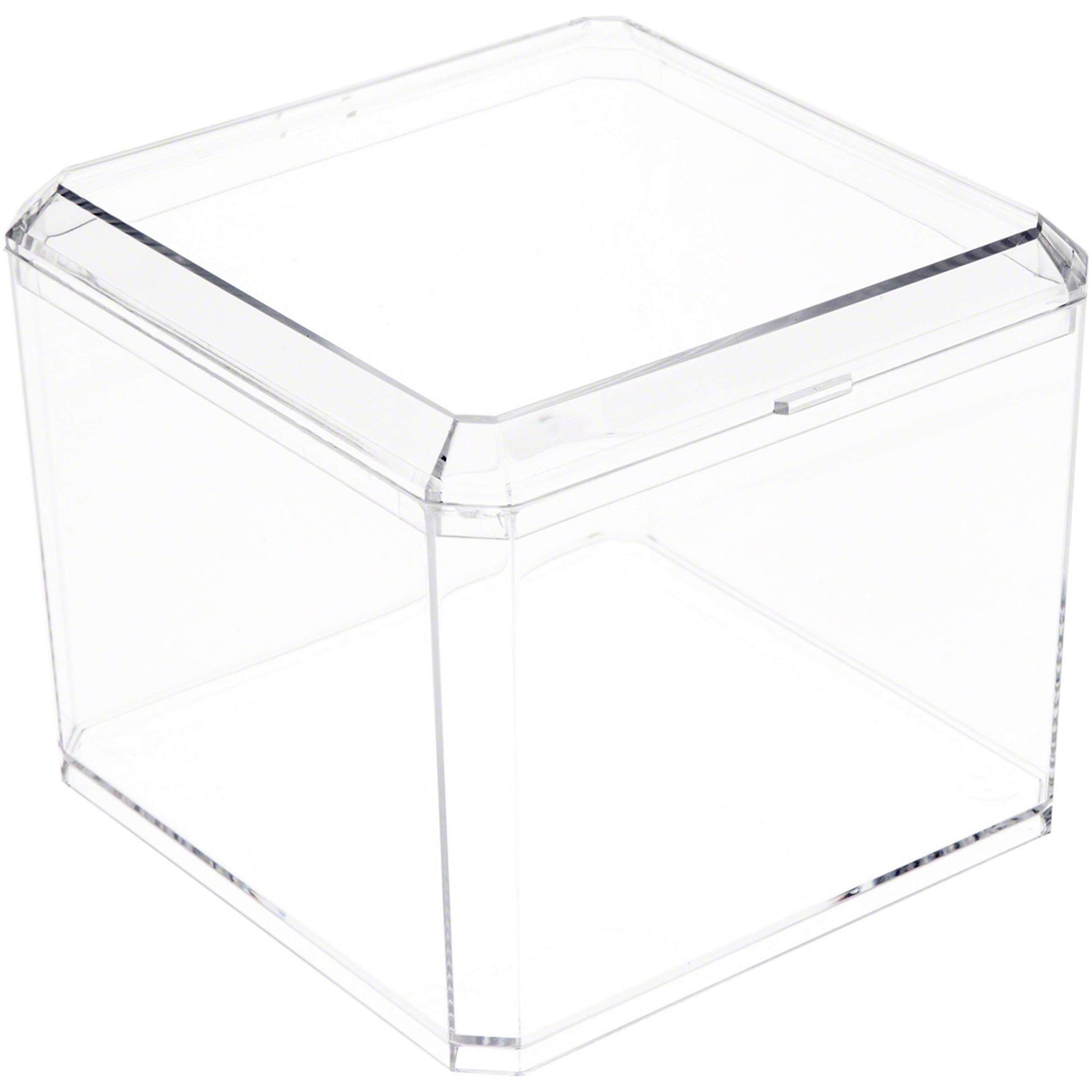 Pioneer Plastics 028C Clear Square Plastic Container, 3.75" W x 3.0625" H, Pack of 4