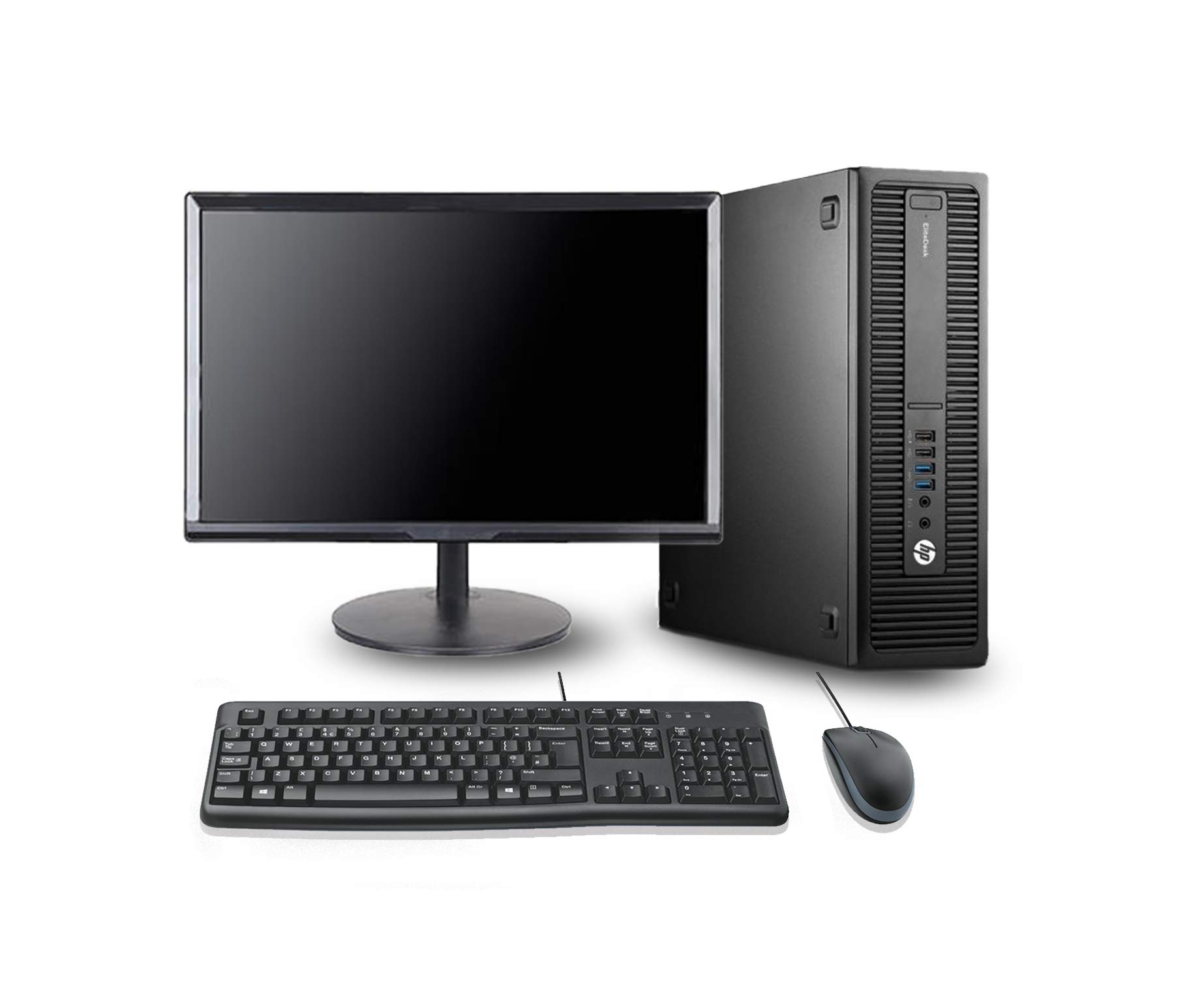 HP EliteDesk 800 G2 SFF Desktop Computer 24 Inch FHD Monitor Dual Hard Drive PC(Intel i5-6500 Up to 3.6GHz, 8GB RAM, 128GB SSD + 1TB HDD, WiFi, HDMI, Windows 10 Professional) (Renewed)