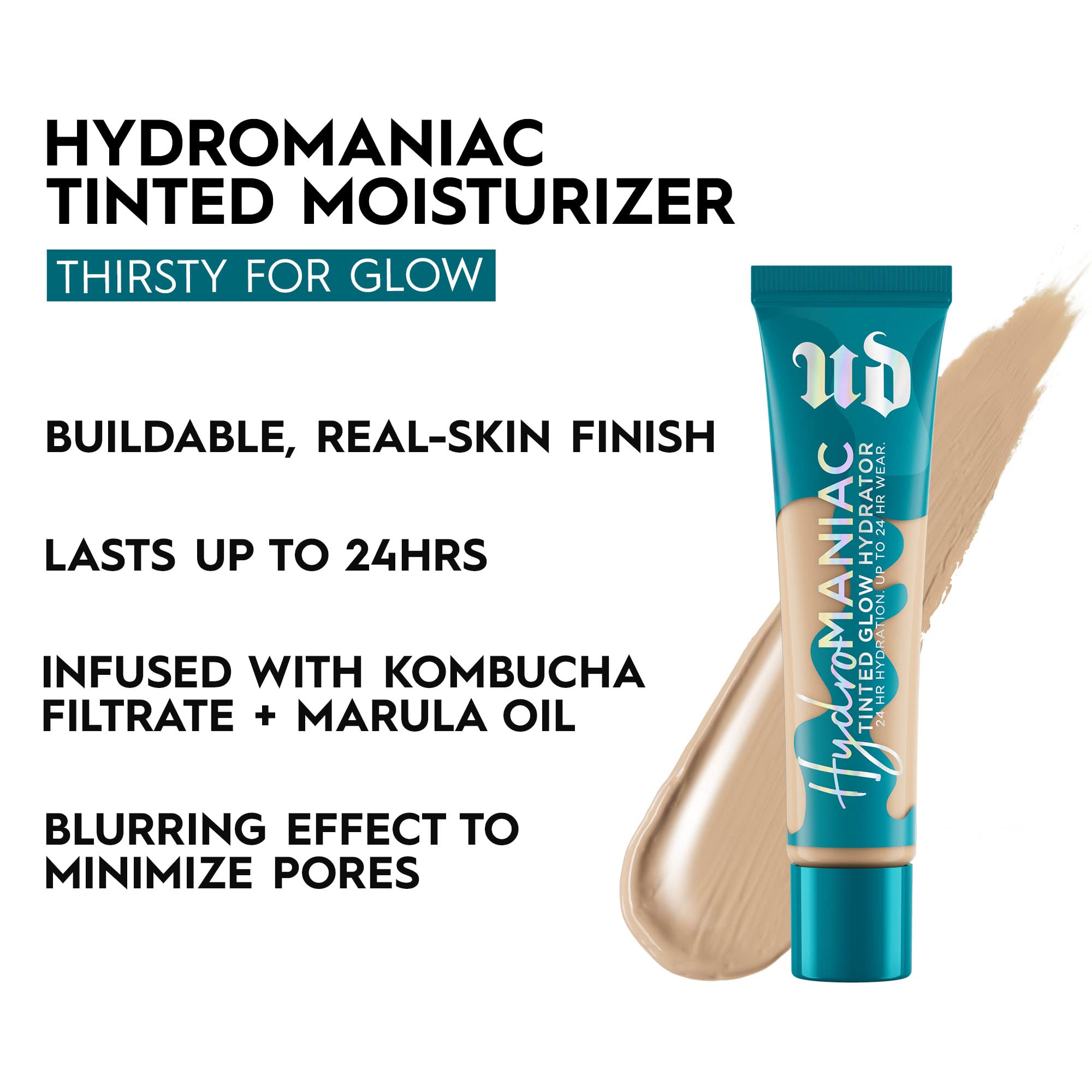 Urban Decay Stay Naked Hydromaniac Tinted Glow Foundation, Buildable Medium Coverage, Vegan Formula*, Shade: 30, 35ml