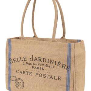 KAF Home Jute Market Tote Bag, Belle Jardiniere Print, Durable Handle, Reinforced Bottom and Interior Zipper Pocket