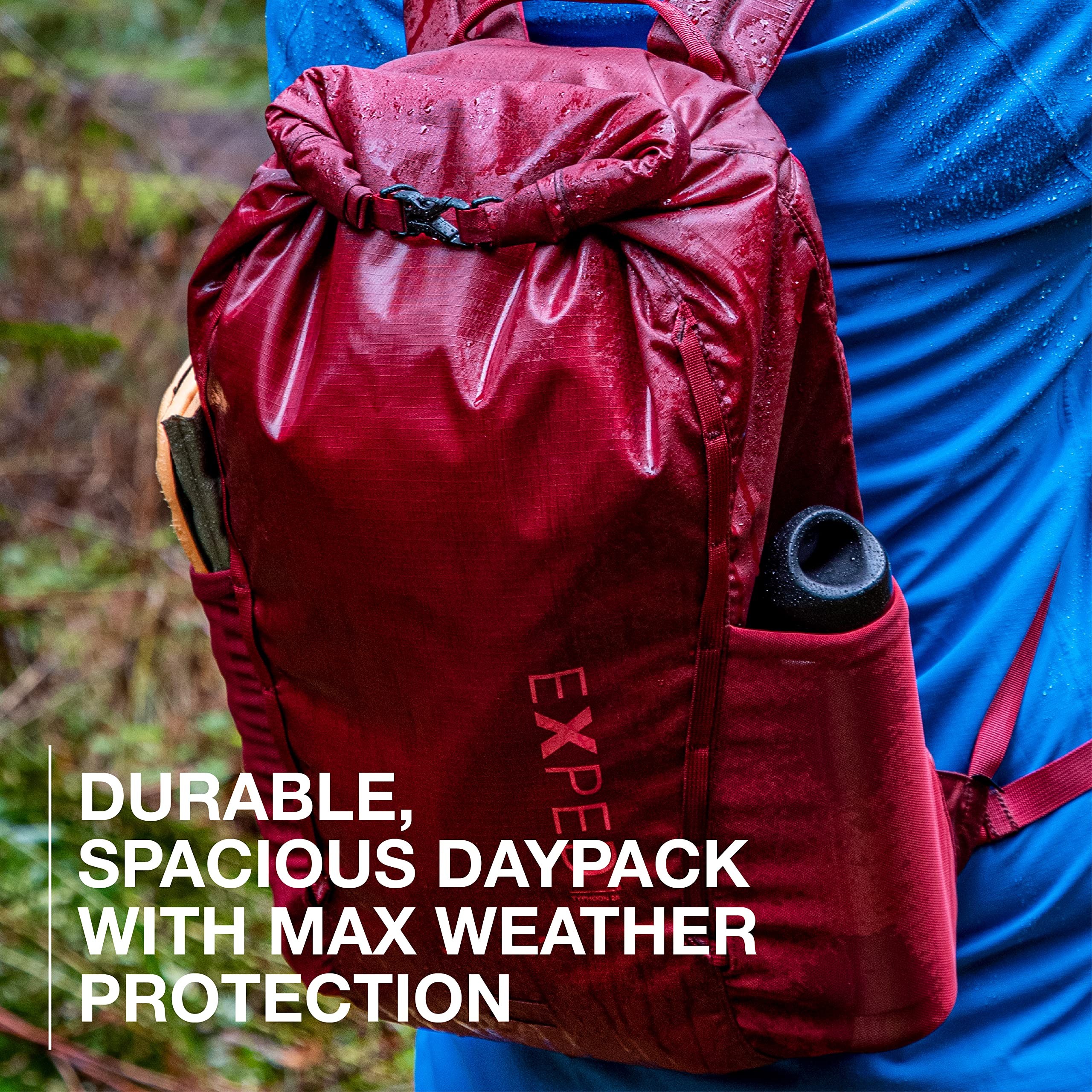 Exped Typhoon 25 | Lightweight Travel Backpack | Waterproof Backpack | Multifunctional Backpack, Black, 25L