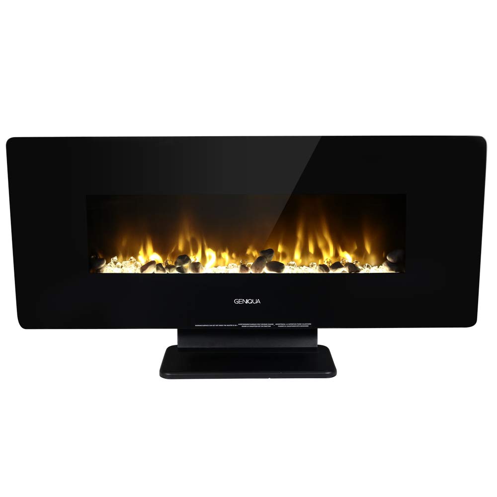 Geniqua 42" Wall/Stand Mounted Electric Fireplace w/Remote Heater LED Multi Flame Timer