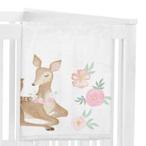 Sweet Jojo Designs Woodland Deer Girl Milestone Blanket Monthly Newborn First Year Growth Mat Baby Shower Memory Keepsake Gift Picture - Blush Pink Mint Green Boho Watercolor Forest Love You Deerly