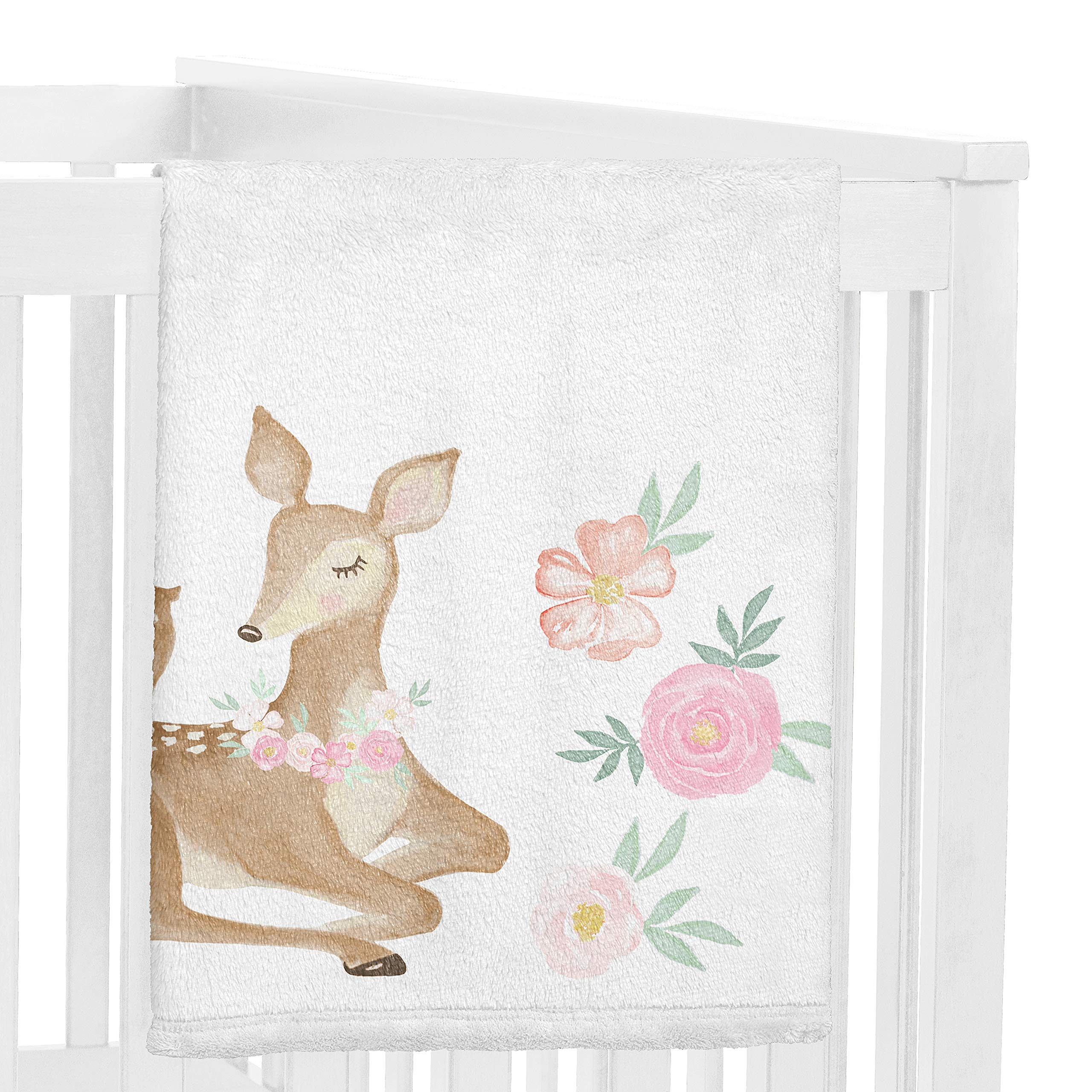 Sweet Jojo Designs Woodland Deer Girl Milestone Blanket Monthly Newborn First Year Growth Mat Baby Shower Memory Keepsake Gift Picture - Blush Pink Mint Green Boho Watercolor Forest Love You Deerly