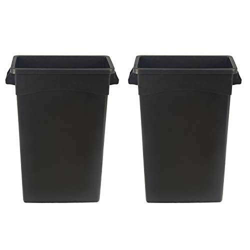 Amazon Basics Rectangular Commercial Slim Trash Can, 23 gallon (Pack of 2), Black (Previously AmazonCommercial brand)