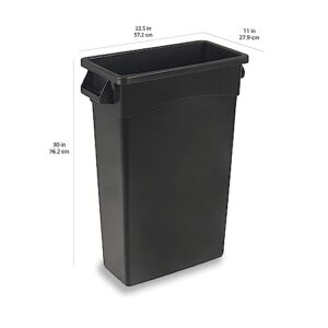 Amazon Basics Rectangular Commercial Slim Trash Can, 23 gallon (Pack of 2), Black (Previously AmazonCommercial brand)