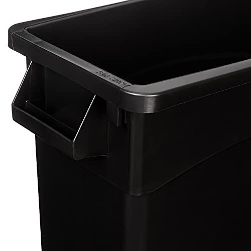 Amazon Basics Rectangular Commercial Slim Trash Can, 23 gallon (Pack of 2), Black (Previously AmazonCommercial brand)