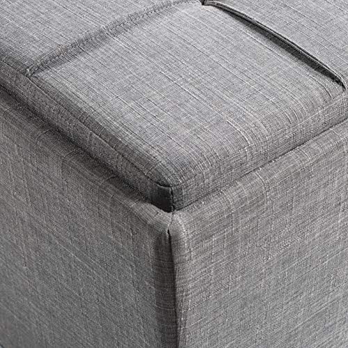 OSP Home Furnishings Ave Six Rockford Square Storage Ottoman with Padded Upholstery and Hidden Serving Tray, Dove Grey Fabric