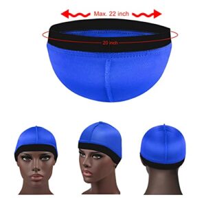 2Pcs Wave Cap Silky Stocking Wave Caps for Men, Good Compression Over Durag(Blue+Black)