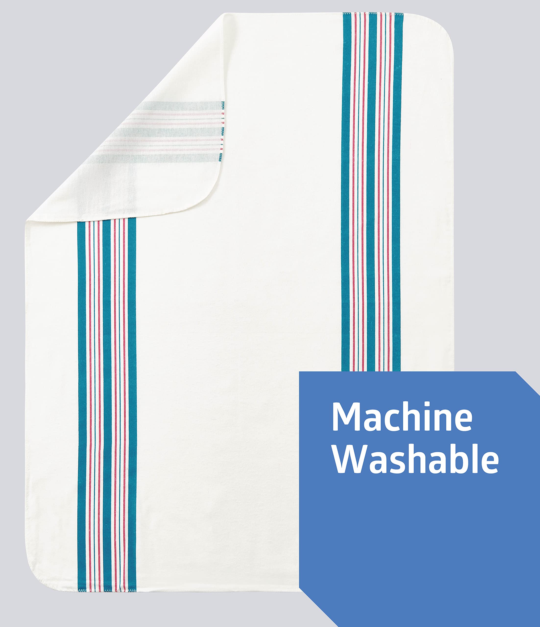 Medline Kuddle Up Hospital Receiving Baby Blankets, 100% Cotton, 30" x 40", White with Blue/Pink Stripes (Pack of 3)