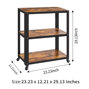 SODUKU Utility Cart 3 Tier Wood Metal All Purpose Rolling Storage Cart for Office Home Kitchen