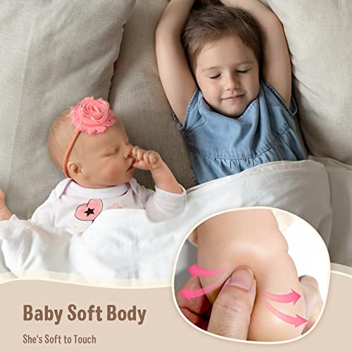 JIZHI Lifelike Reborn Baby Dolls - 17-Inch Baby Soft Body Realistic-Newborn Baby Dolls Full Vinyl Body Poseable Real Life Baby Dolls Girl with Feeding Kit Gift Box for Kids Age 3+