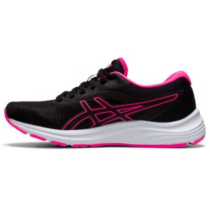 asics women's gel-pulse 12 running shoes, 6.5, black/hot pink