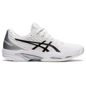 ASICS Women's Solution Speed FlyteFoam 2 Tennis Shoes, 8.5, White/Black