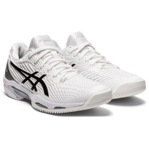 ASICS Women's Solution Speed FlyteFoam 2 Tennis Shoes, 8.5, White/Black