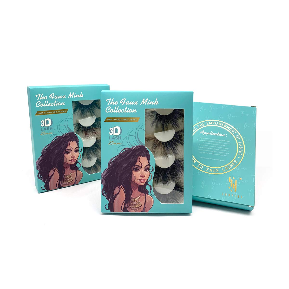 SY LASHES 25mm Lashes 3D Faux Mink Lashes Fluffy Dramatic False Eyelashes 6D Wispy Long Handmade Fake Lashes Cruelty-Free & Reusable Thick Full Strip Eye Lashes Pack 4Pairs