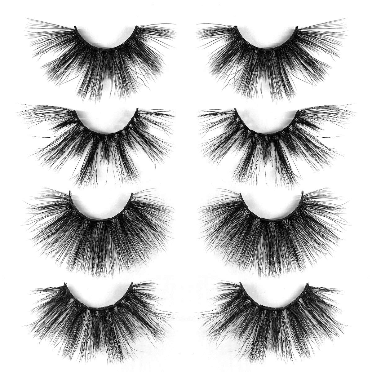 SY LASHES 25mm Lashes 3D Faux Mink Lashes Fluffy Dramatic False Eyelashes 6D Wispy Long Handmade Fake Lashes Cruelty-Free & Reusable Thick Full Strip Eye Lashes Pack 4Pairs