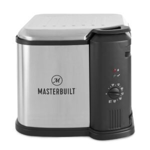 masterbuilt mb20010118 8 liter electric 3-in-1 deep fryer boiler steamer cooker with basket for turkey, seafood, & more, silve